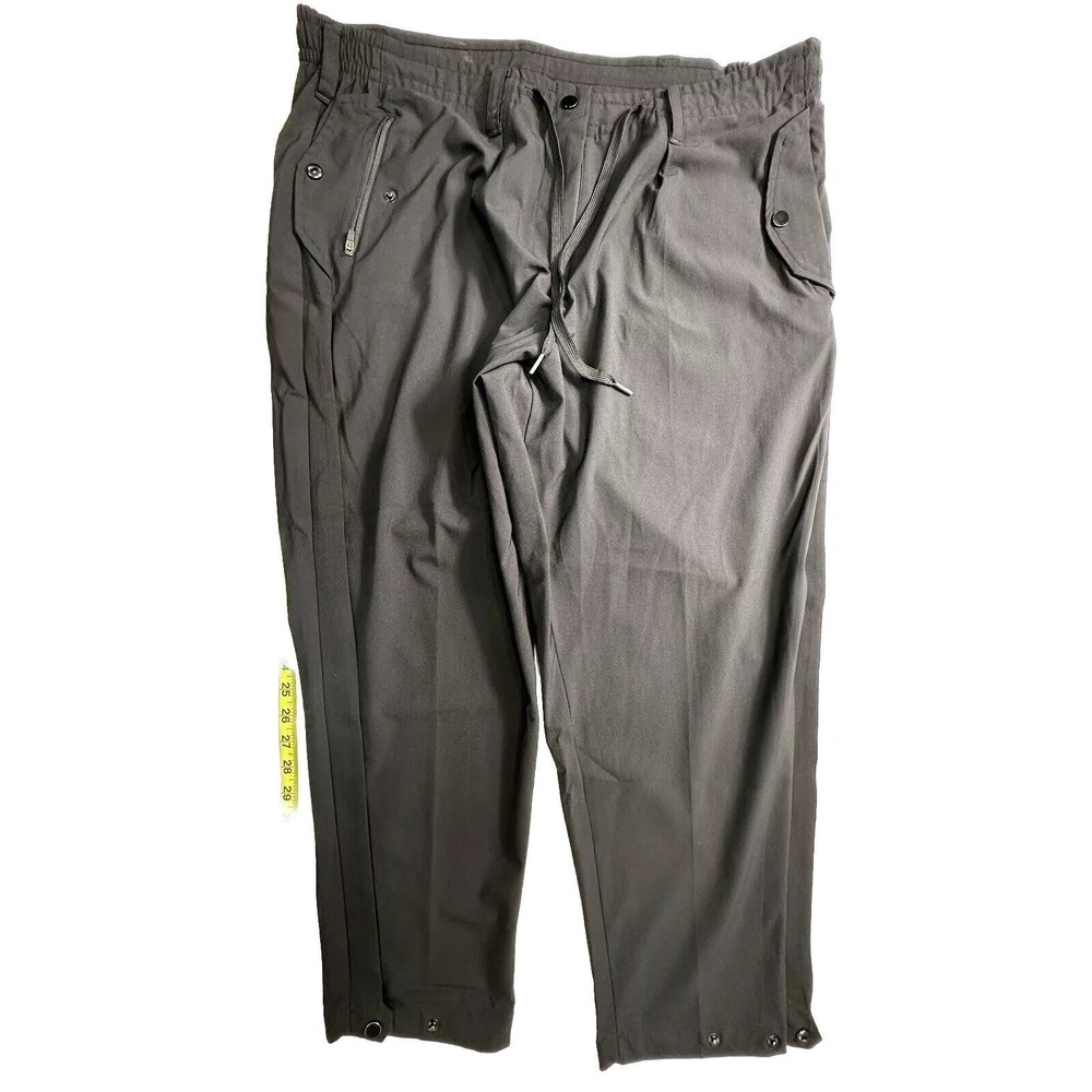 Paskho Sanctuary Cropped Pleated Stretch Tech Travel Pants Dark Black Size XL